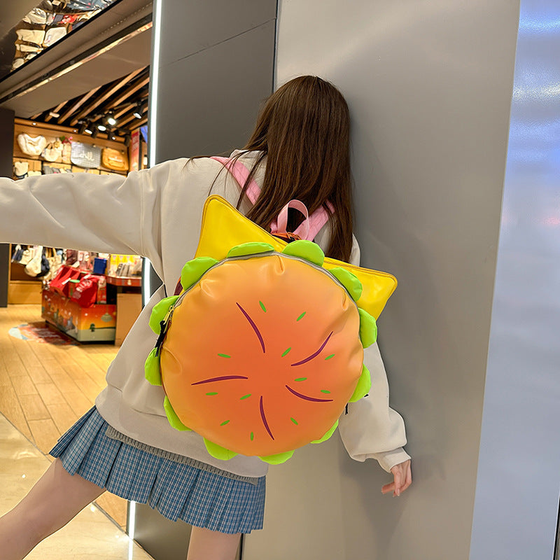 Women's Summer Cute Hamburger Cartoon Large Capacity Backpacks