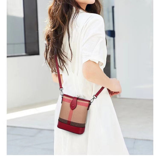 Fashion Hemp Cotton With Leather Mini High-grade Western Mobile Phone Bag