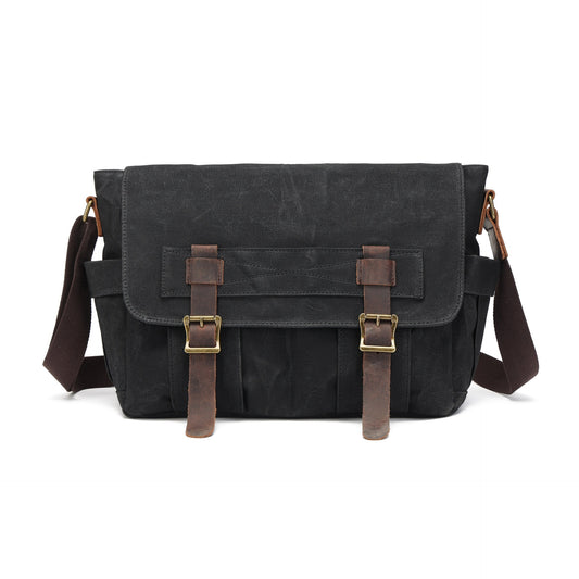 Retro Waxed Large Capacity Portable Contrast Color Fashion Men's Messenger Bag