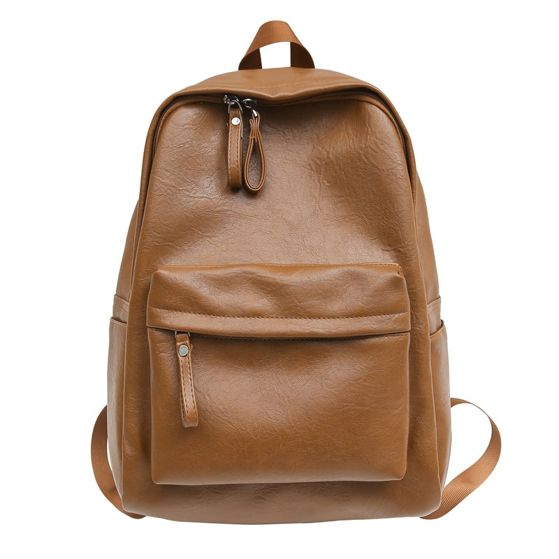 Men's Texture Solid Color Simple Daily Commuter Large Leisure Backpack