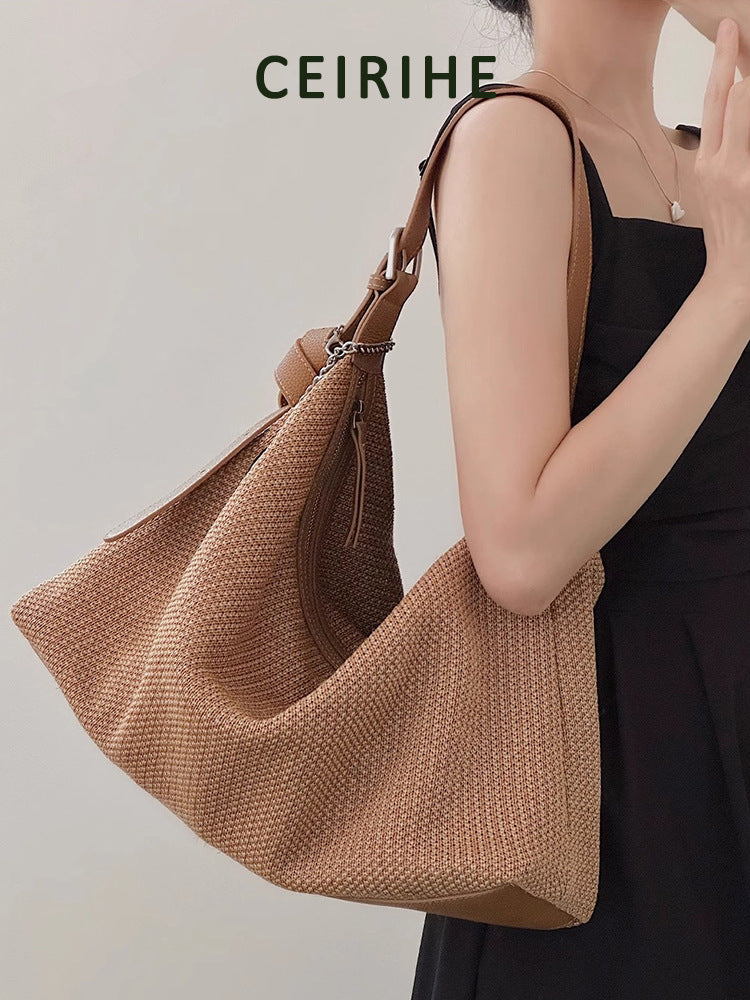 Women's Seaside Vacation Leisure Straw Woven Underarm Summer Idle Bags