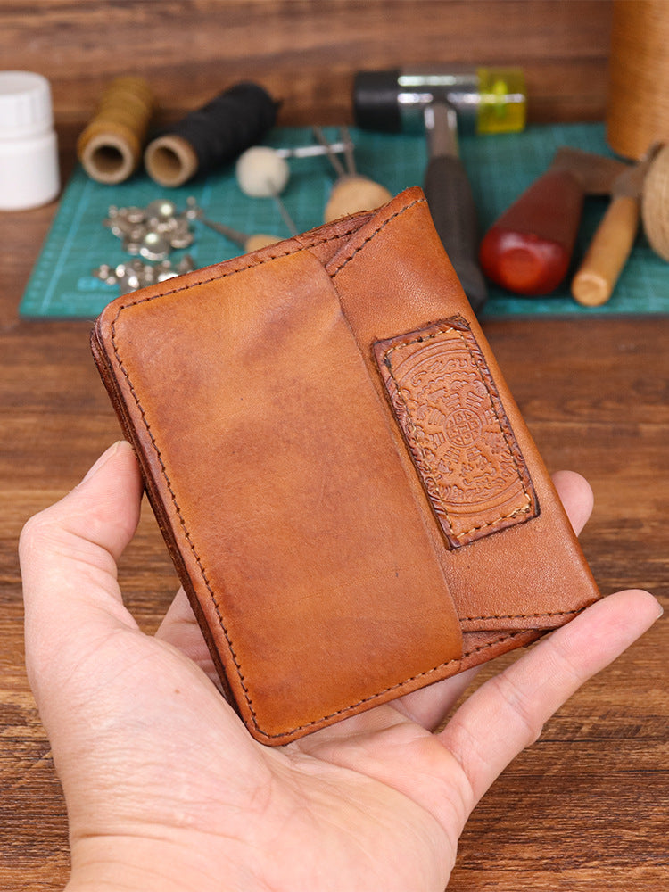 Distressed Style Washed First Layer Vegetable Tanning Card Holder