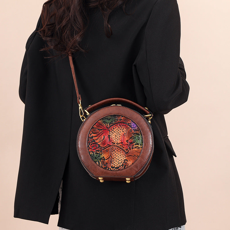 Women's Style Lotus Textured Commuter Clutch National Embossed Women's Shoulder Bag