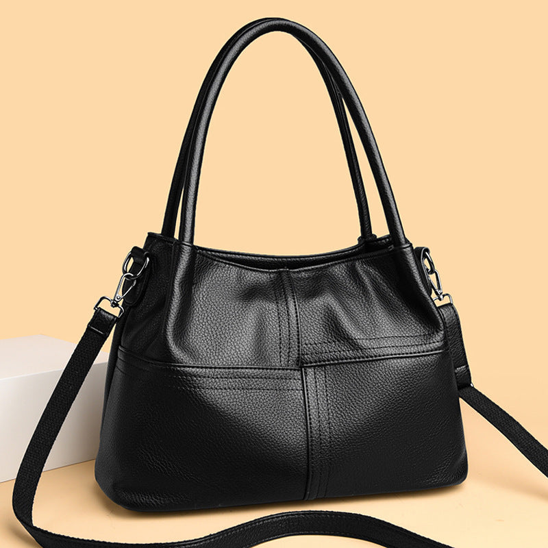 Women's Texture Stitching Soft Leather Leisure Commute Women's Messenger Bag