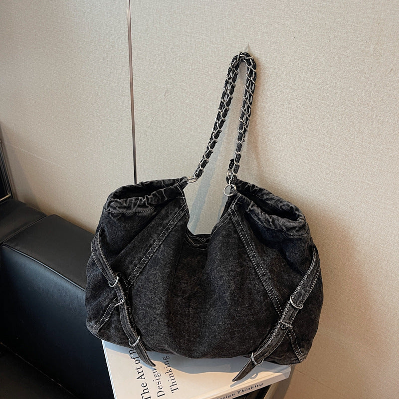 Women's Large Capacity Denim Fashion Commuter Niche Women's Shoulder Bag