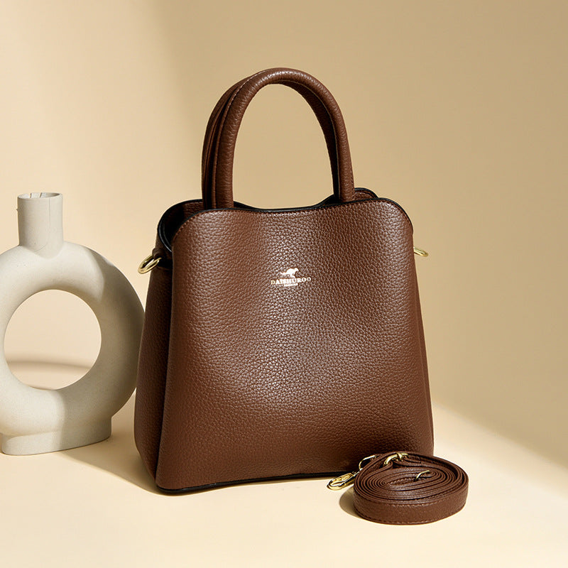Women's Soft Leather Solid Color Fashion Classy Women's Handbag