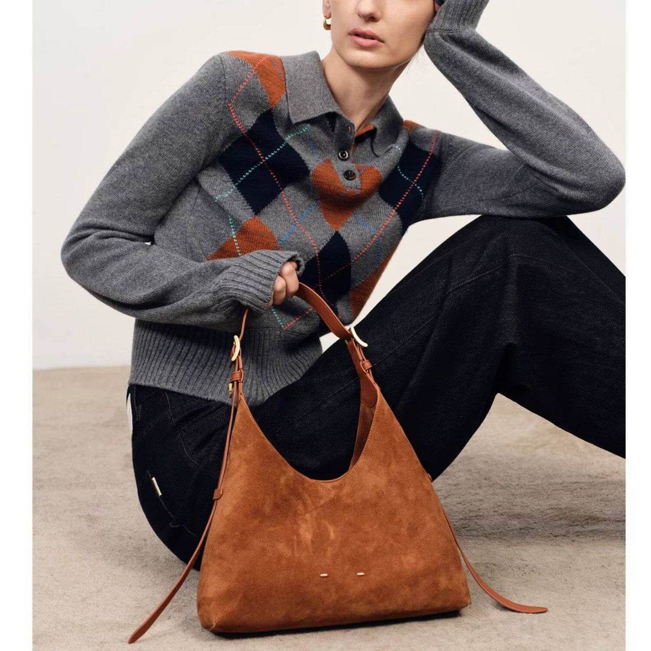 Women's Ye Tong Hanging Earmuff Napa Cowhide Women's Shoulder Bag