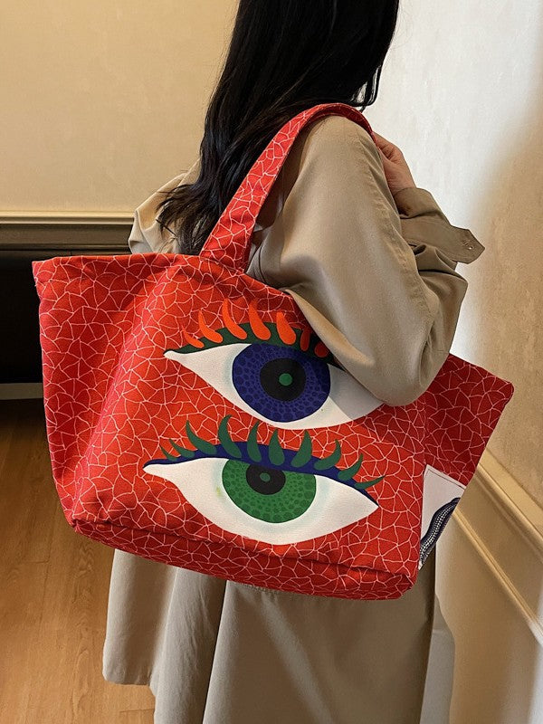 Embroidered Nylon Portable Large Capacity Shopping Versatile Tote Bag
