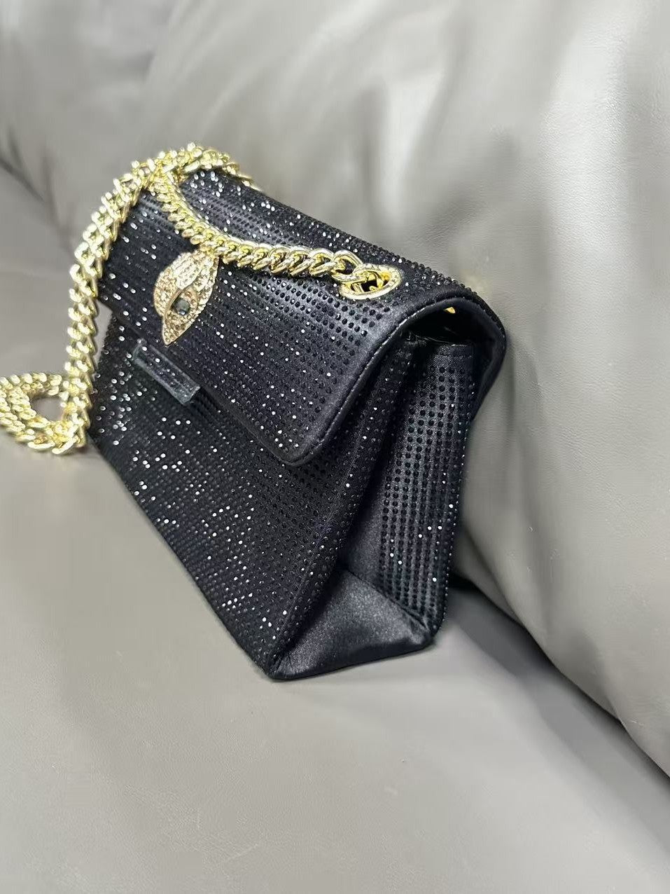 British Hot Rhinestone Minority Single Eagle Head Chain Black Women's Messenger Bag