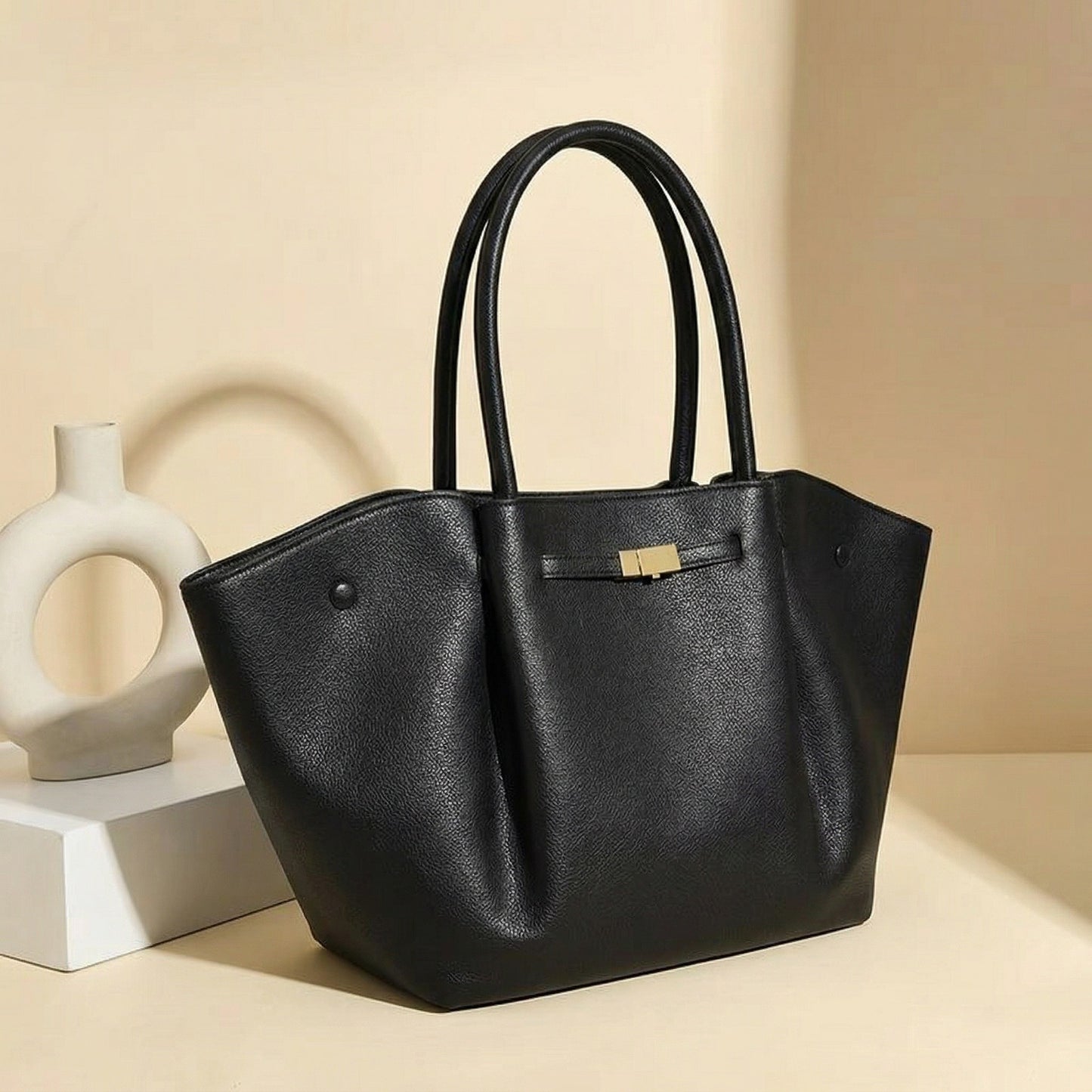 Women's Fashionable High-grade Large Capacity Lychee Pattern Temperament Women's Handbag