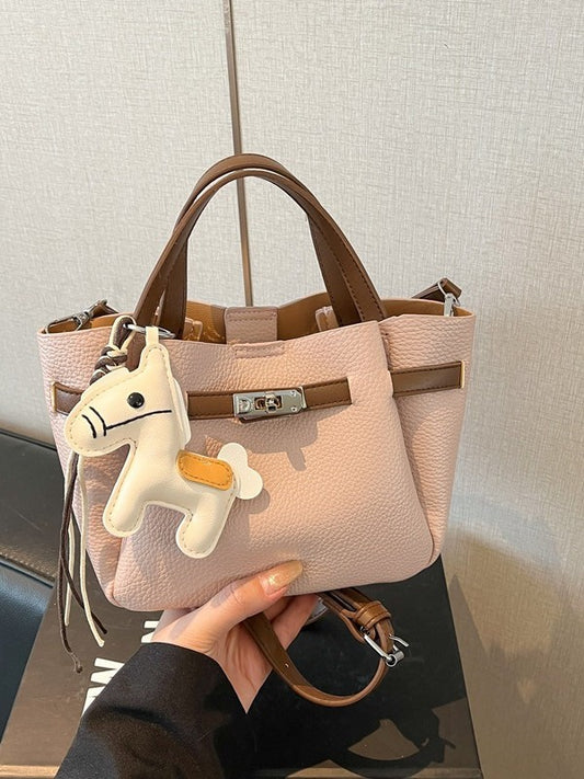 Simple Niche Solid Color Design Advanced Sweet Western Style Trendy Bucket Bag