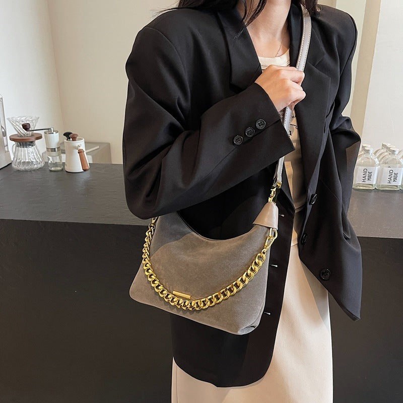 Women's French Minority Suede Fashion Retro Textured Underarm Bag