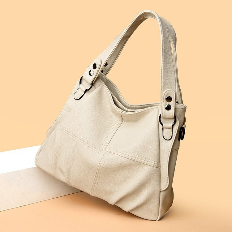 Women's Spring Genuine Leather Retro Large Capacity Sheepskin Women's Shoulder Bag