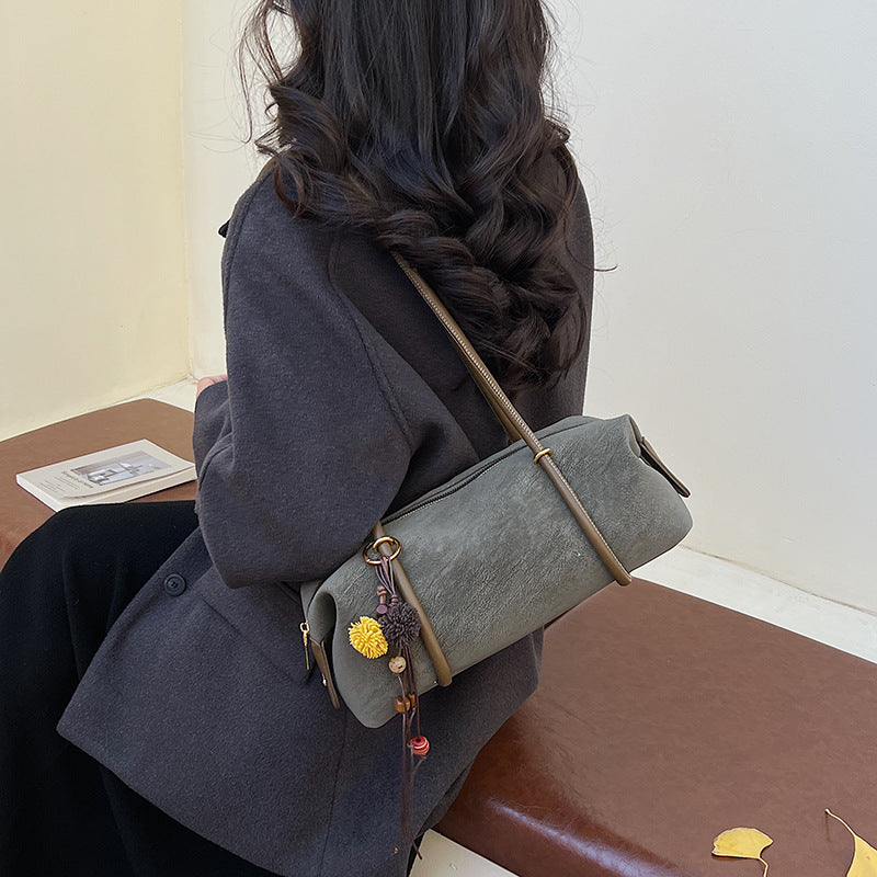 Retro Minority Portable Commute Style Trendy Fashion Suede Large Underarm Bag