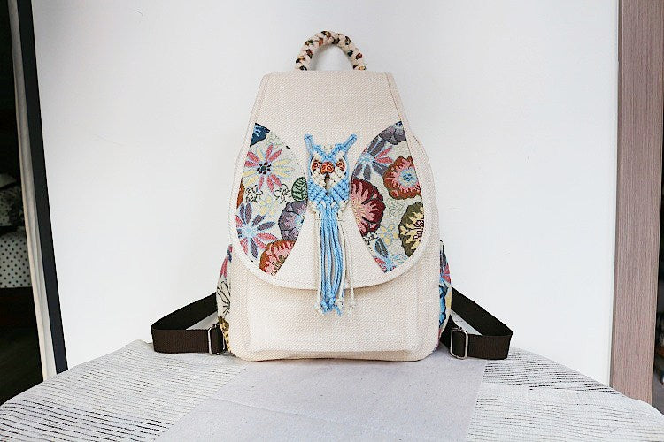 Women's Vintage Printing Wax Line Woven Fresh Women's Backpack