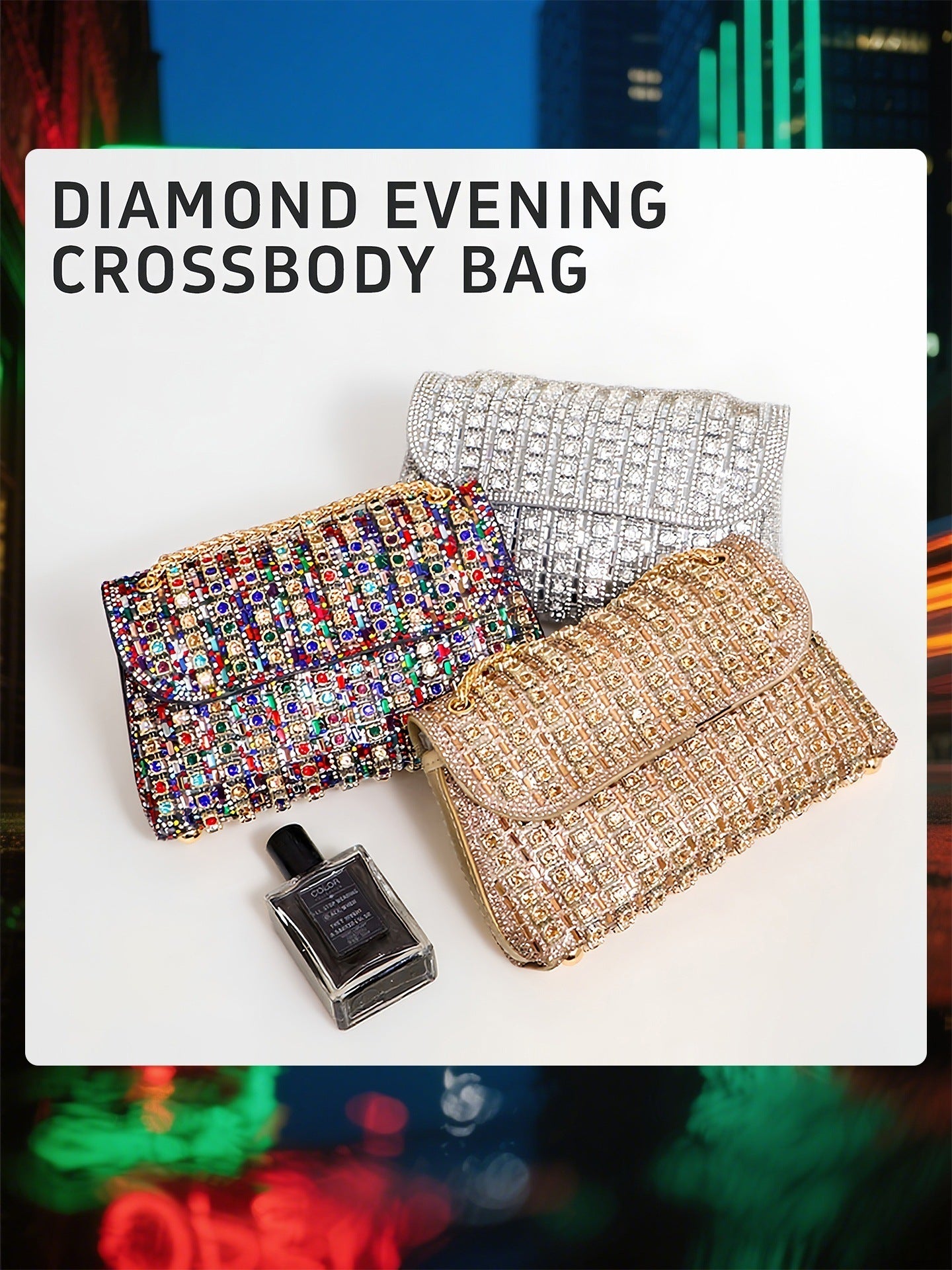Colorful Diamond Banquet Underarm Dinner Premium Retro Women's Messenger Bag