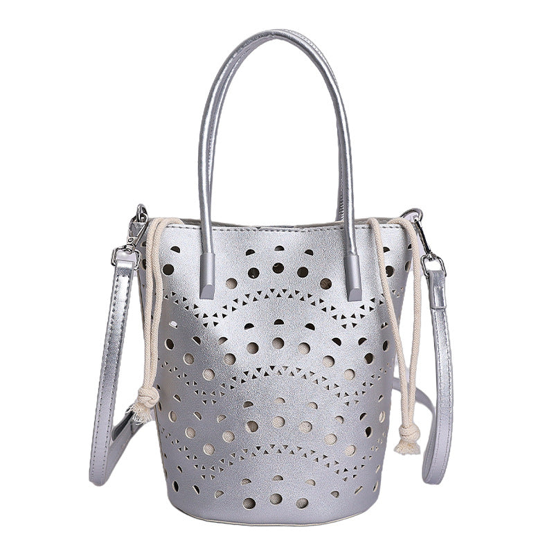 Women's Korean Hollow Fashion Drawstring Vegetable Basket Bags