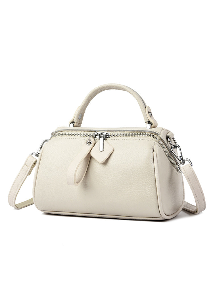 Women's Capacity Boston Pillow Leather First Layer Handbags