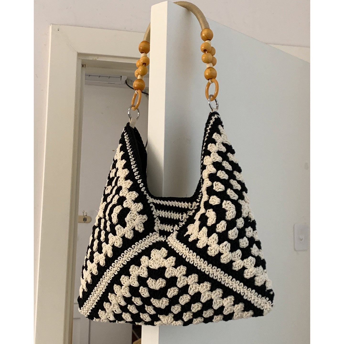 Fashionable Large Capacity Cotton Thread Knitted Niche Texture Underarm Bag
