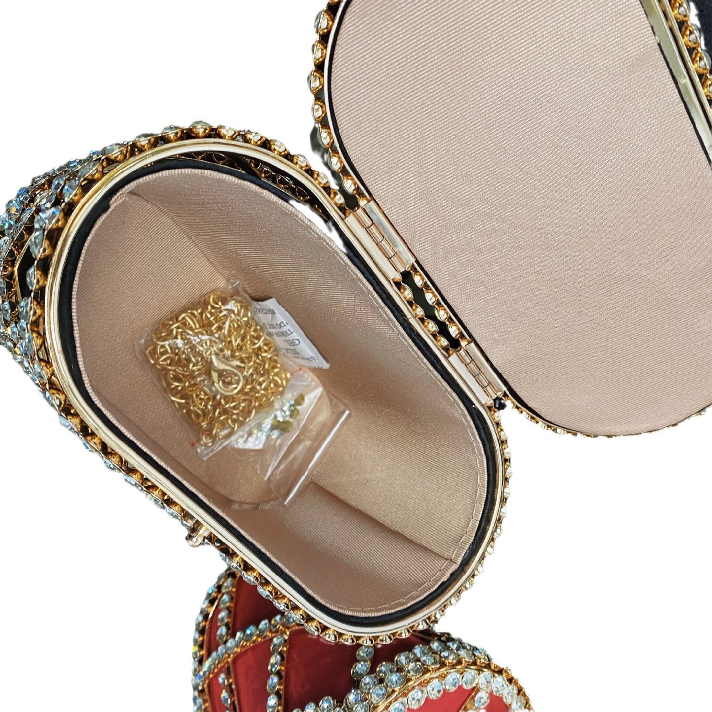 Diamond Shiny Studded Hand Pearl Crystal Dinner Rhinestone Bird Cage Bags