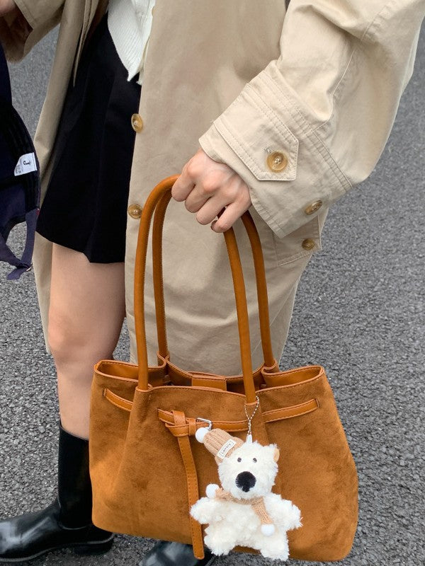 Women's Retro Suede Commuter Portable Boston Shoulder Bags