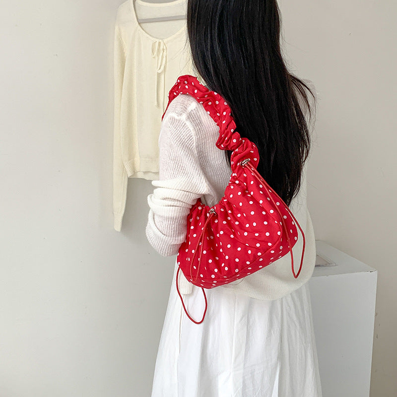 Women's Artistic Polka Dot Nylon Underarm Simple Fresh Large Capacity Commuter Bags