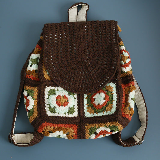 Women's Hand-woven Wool Crocheted Artistic Chinese Style Women's Backpack