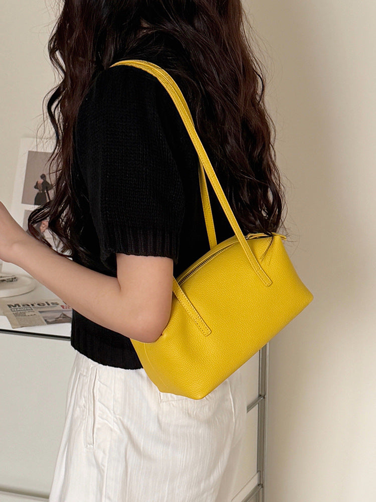 Bowling First Layer Cowhide Boston Leather Niche Women's Shoulder Bag