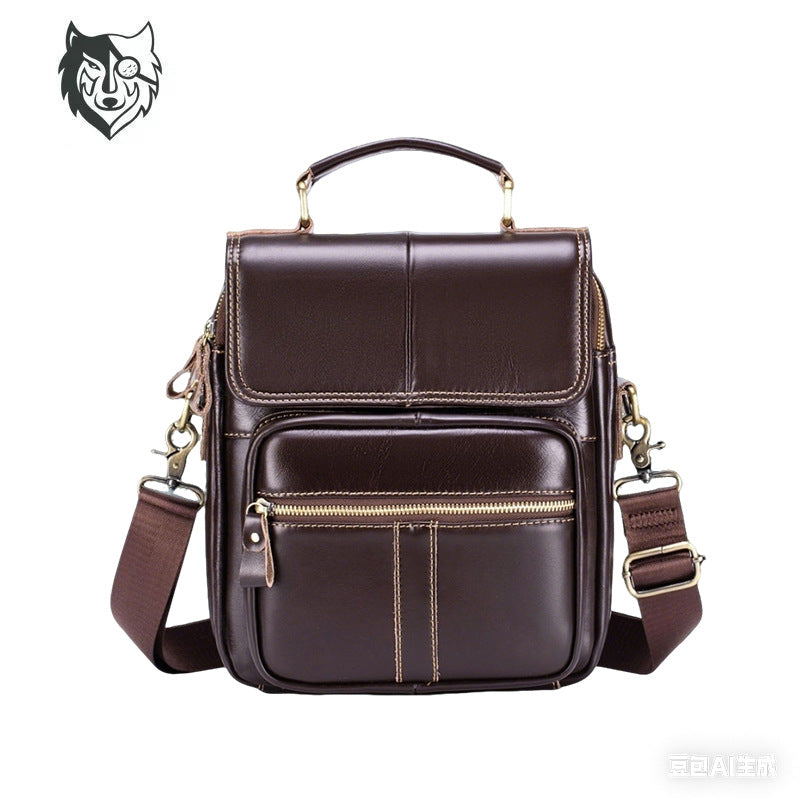 Men's First Layer Leather Vertical Business Bags