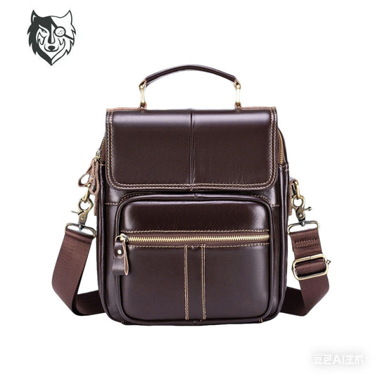 Men's First Layer Leather Vertical Business Bags