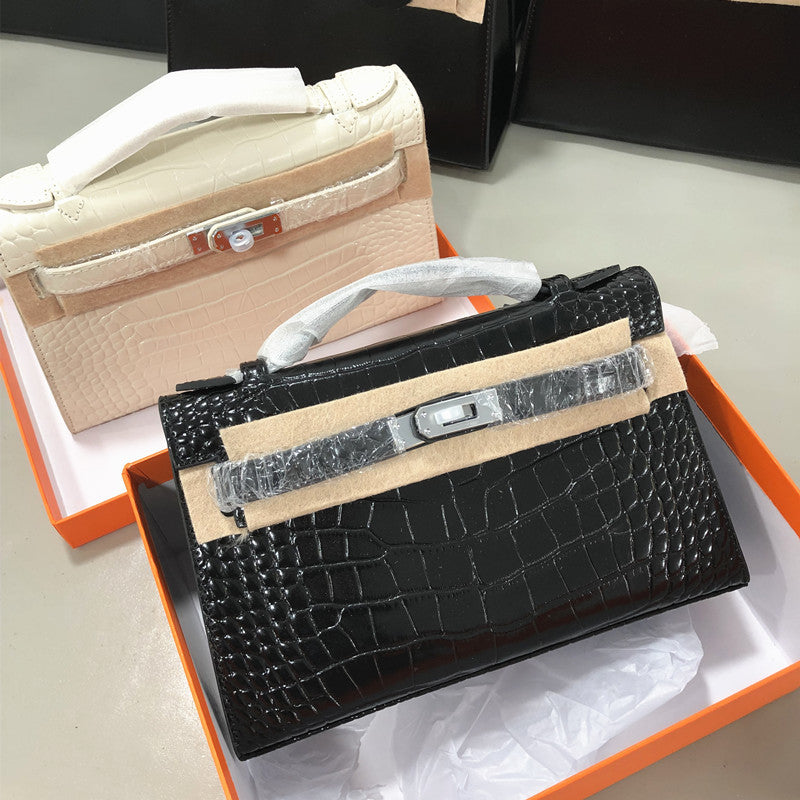 Crocodile Pattern Generation Kelly Cowhide High-grade Women's Handbag