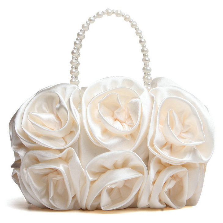 Banquet Portable Dress Garment Rose Flower Bridal Wedding Sweet Hand Bags
