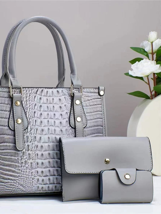 Women's Embossed Three-piece Fashion Portable Large Capacity Bags