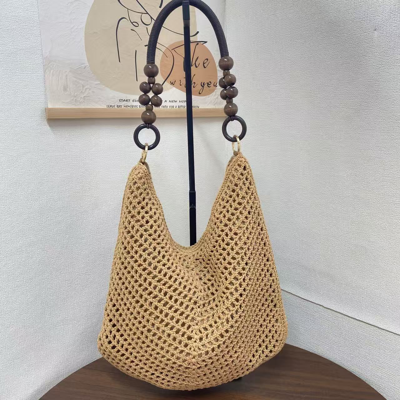 Hollow Mesh Style Knitted Woven Fashion Summer Large Capacity Women's Shoulder Bag