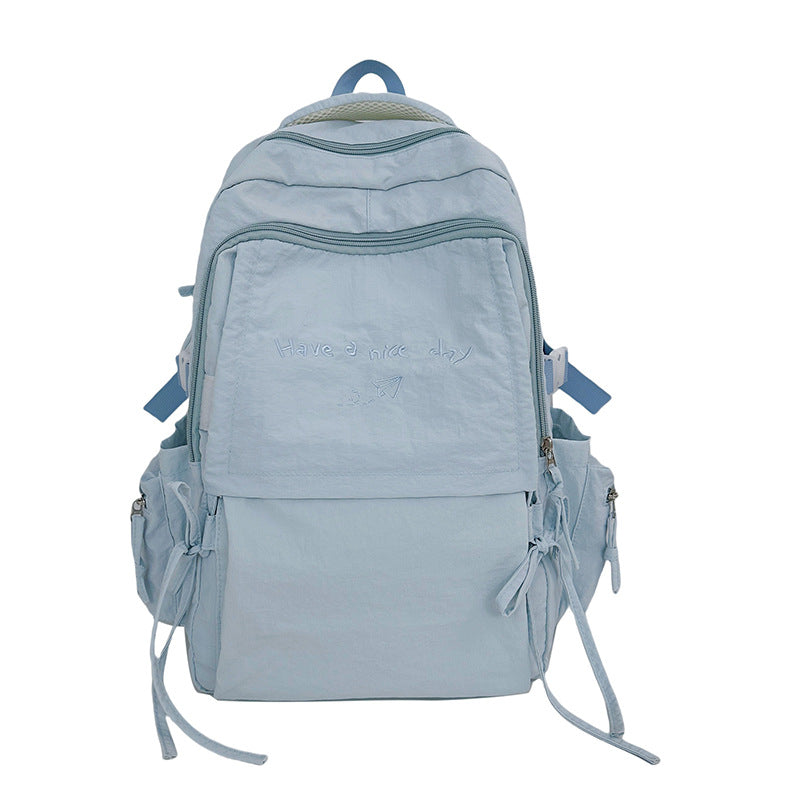 Women's Capacity Solid Color Simple Junior High Backpacks