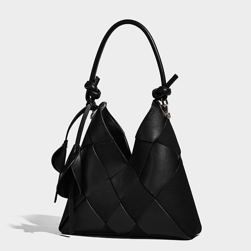 Hand-woven Stitching Large Capacity Commuter High-grade Bucket Bag