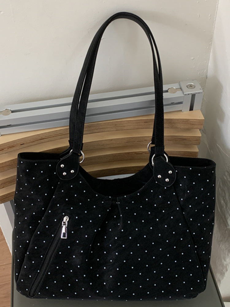Spring Korean Style Rhinestone Canvas Large Capacity Portable Tote Bag