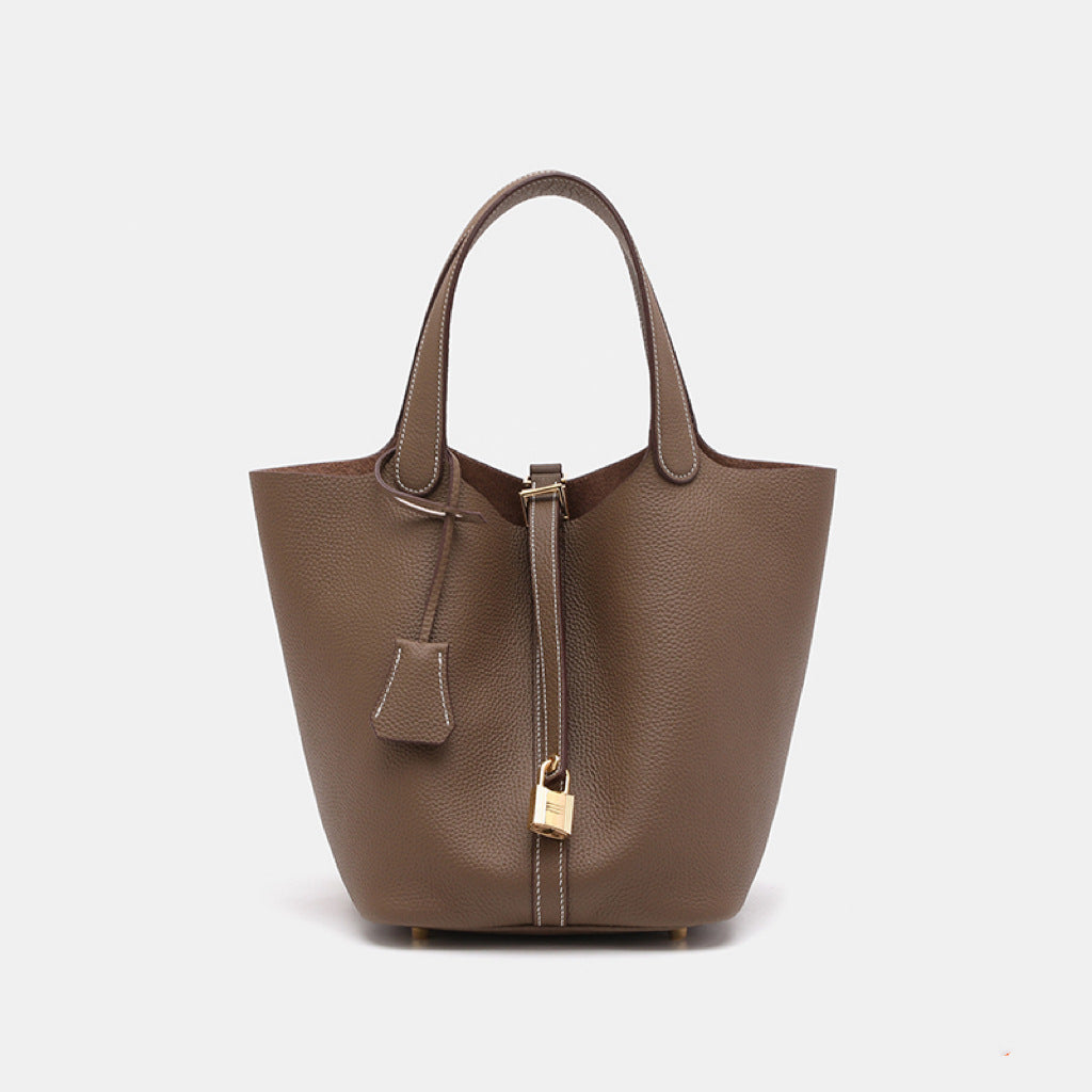 Vegetable Large Genuine Leather Hand Commuter Bucket Bag