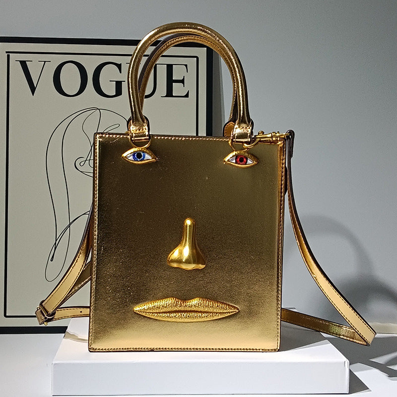 Women's Face Smiling Plain Cattle Leather Fashion Women's Handbag