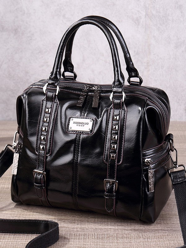 Women's Fashion Retro Portable Oil Waxed Leather Women's Handbag