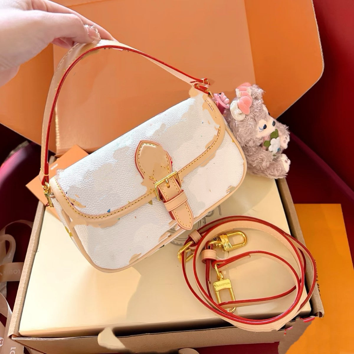 Women's High Version Chip White Three-color Mini Baguette Long Joint Name Women's Handbag