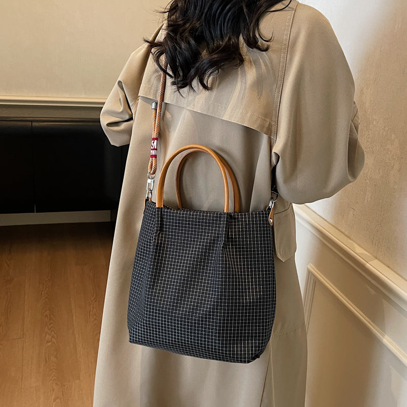 Women's Climbing Rope Elegant Plaid Nylon Canvas Women's Handbag