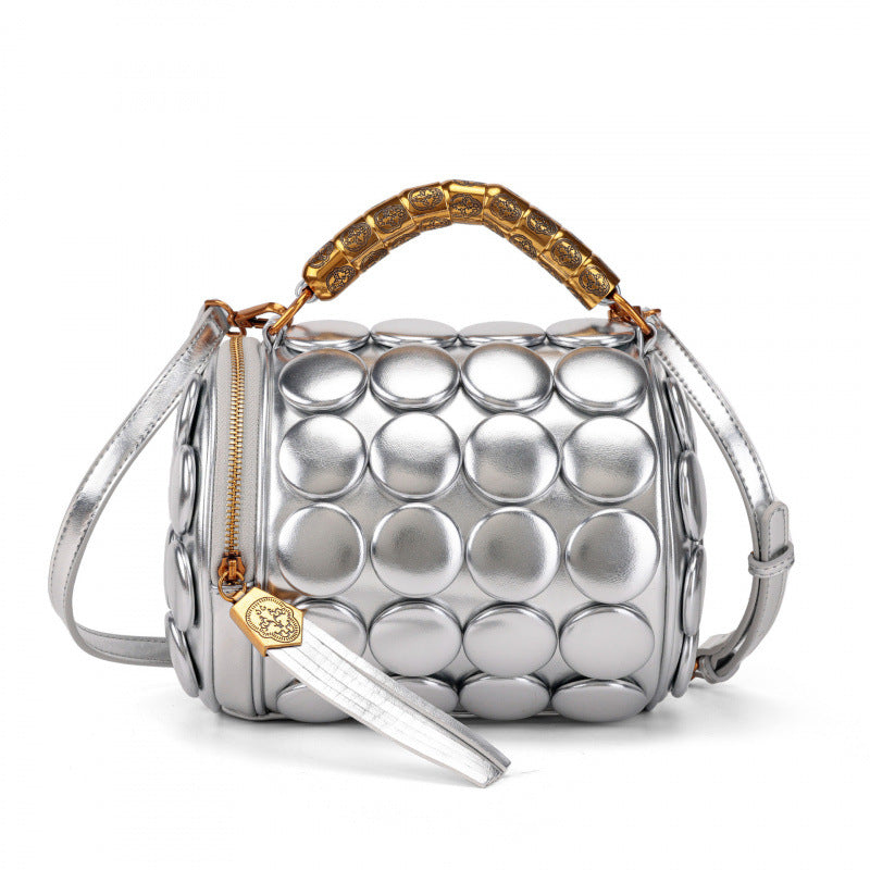Women's Round Handmade Button Classic Pillow Women's Handbag