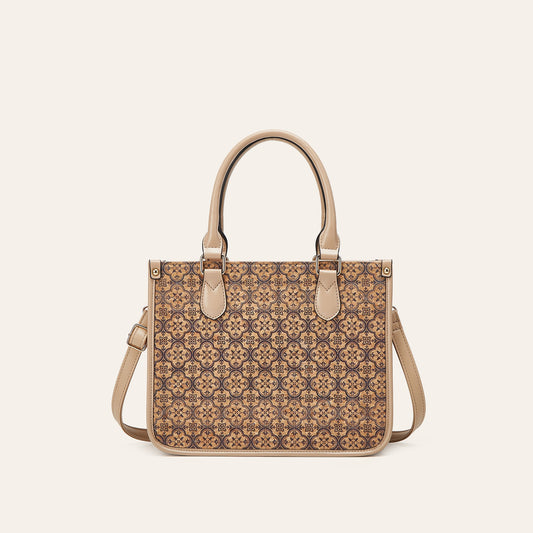 Women's Retro Ethnic Style Cork Printed Tree Leather Large Tote Bags