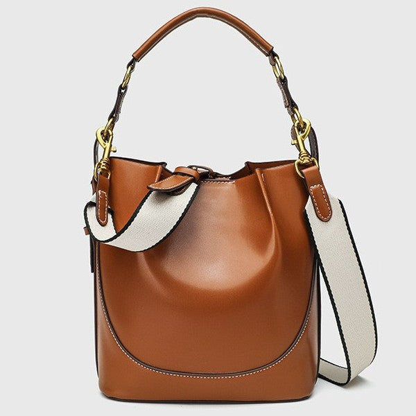 Women's Black Animal Pattern Printed Portable Bucket Bags