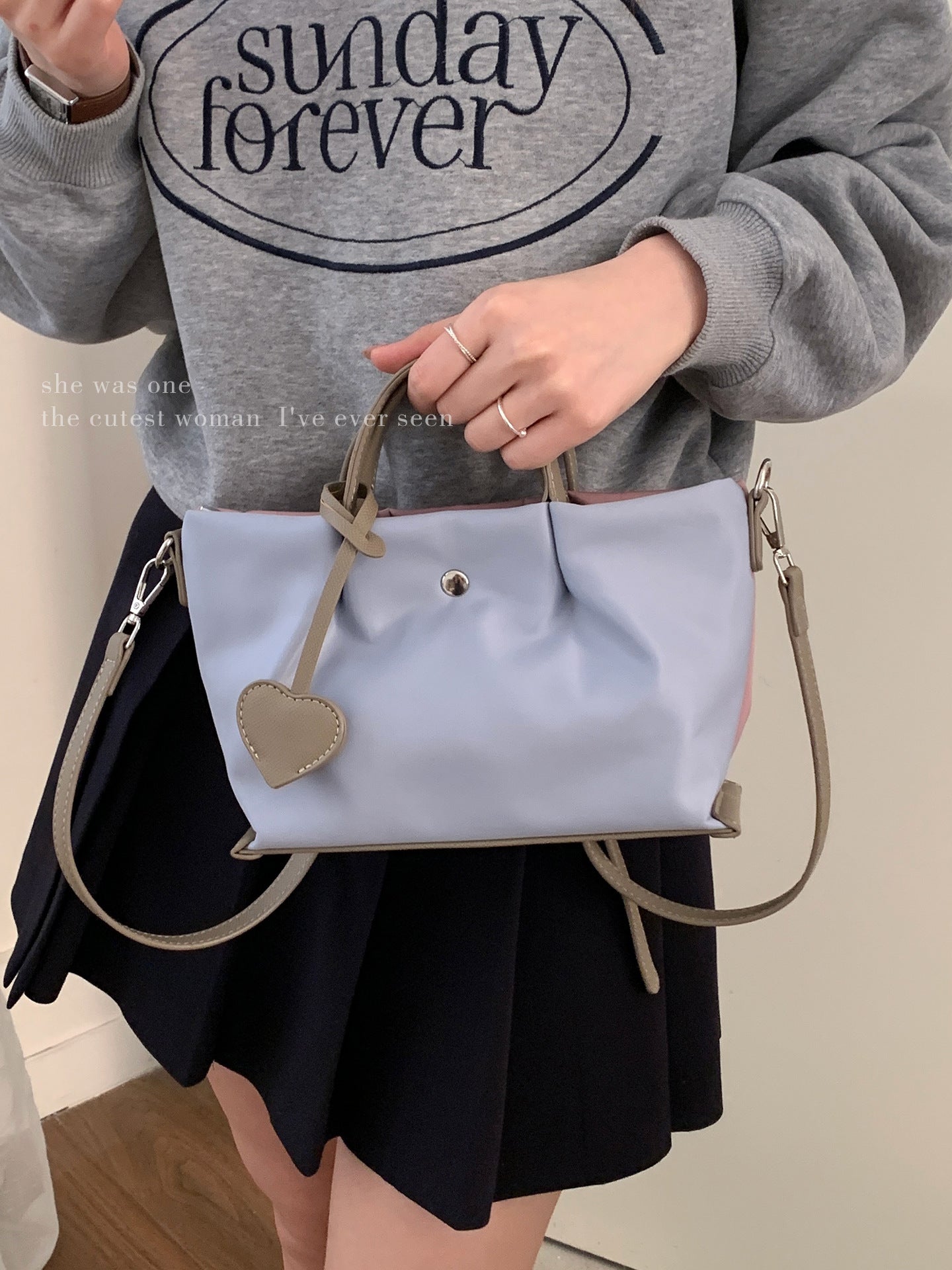 Women's Niche Texture Contrast Color Simple Tote Bag