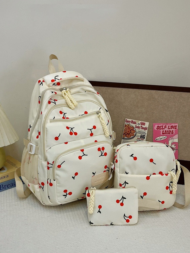 Design Style Cute Cherry Large Capacity Heart Backpacks
