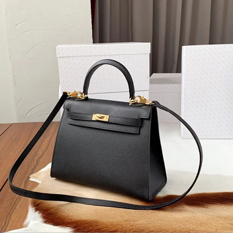 Palm Print Genuine Leather Kelly Second Generation Trendy High Women's Handbag