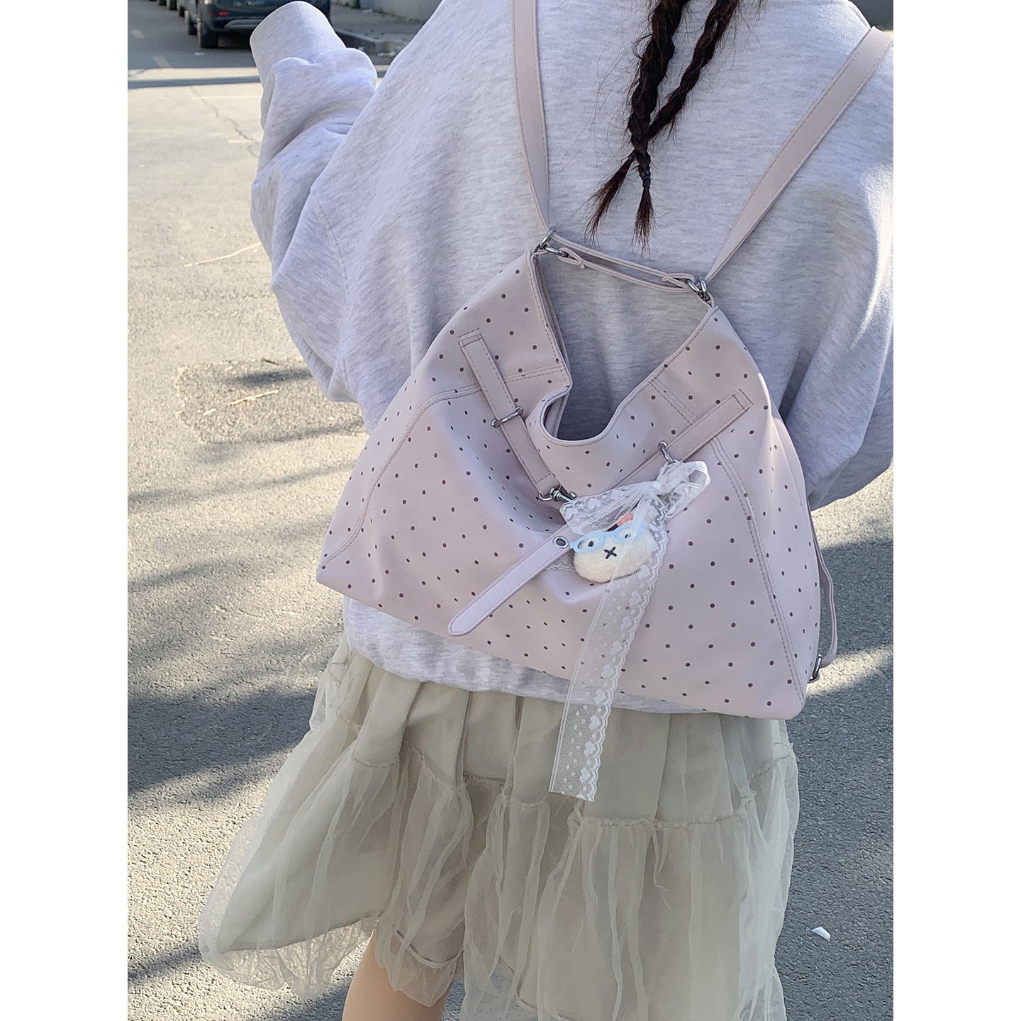 Women's Korean Underarm Commuter Polka Dot Tote Bag