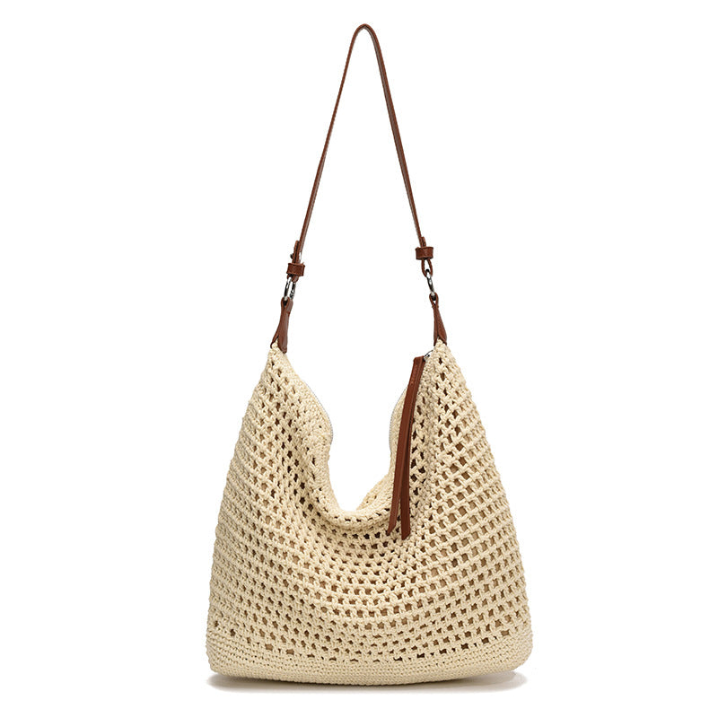 Women's Style Underarm Large Capacity Summer Seaside Vacation Leisure Woven Tote Bag